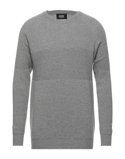 Alpha Studio Sweaters In Grey