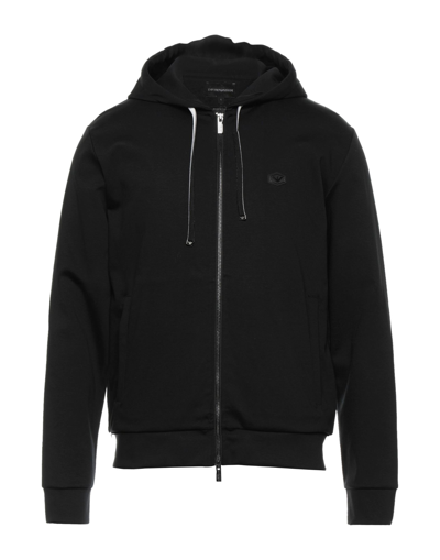 Emporio Armani Cotton Sweatshirt With Hood In Black