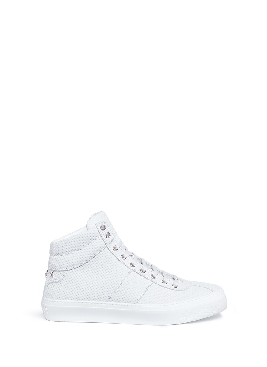 Jimmy Choo 'belgravia' Star Stud High Top Leather Sneakers In White |  ModeSens
