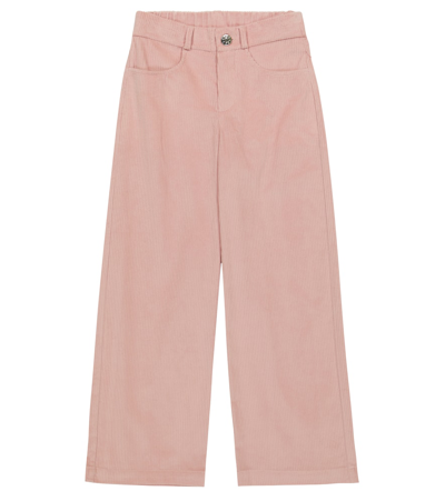 Paade Mode Kids' Cotton Corduroy Wide-leg Pants In Amsterdam Pink