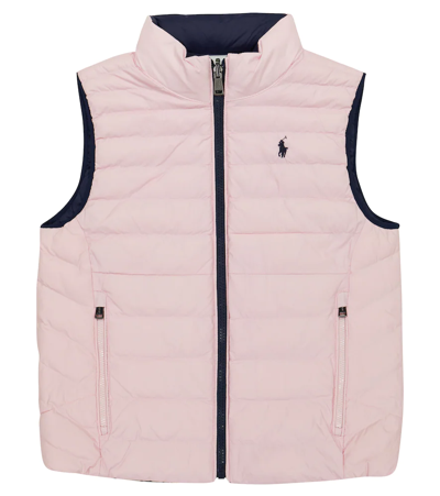 Polo Ralph Lauren Kids' P-layer 2 Reversible Quilted Vest In Newport Navy/hint Of Pink