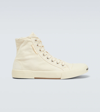 Balenciaga Men's Paris Distressed Canvas High-top Sneakers In White/white