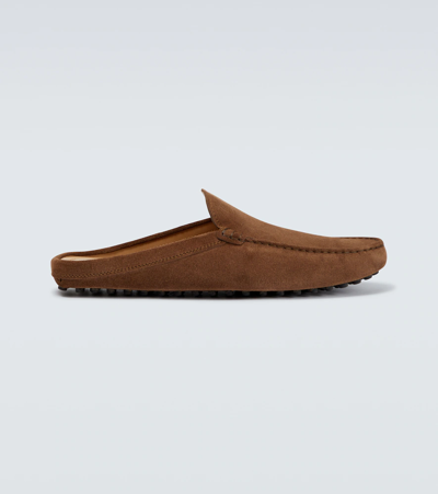Tod's Gommino Suede Slippers In Brown