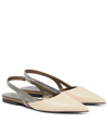 Brunello Cucinelli Embellished Leather Slingback Flats In Rice