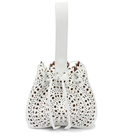 Alaïa Rose Marie Mini Vienne Leather Clutch In Blanc Optique