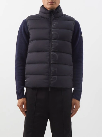 Moncler Amak Logo-print Quilted-shell Down Gilet In Black
