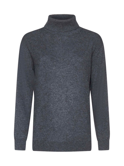 Brunello Cucinelli Turtleneck Ribbed In Grey