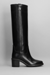 ISABEL MARANT SEENIA HIGH HIGH HEELS BOOTS IN BLACK LEATHER