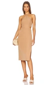 Bardot Amara Cutout Halter Midi Cocktail Dress In Beige