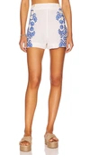 Solid & Striped The Aiden Embroidered Linen Shorts In White