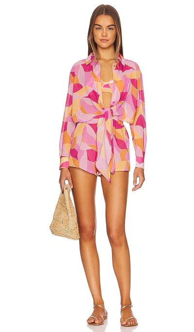 Lovers & Friends Feelin Groovy Romper In Fuchsia