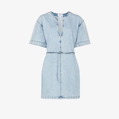 Frame Kaftan Denim Minidress In Blue