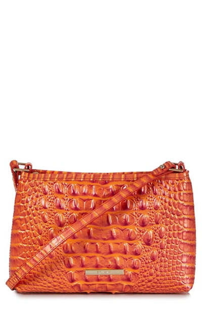 Brahmin Lorelei Croc Embossed Leather Shoulder Bag In Dusty Orange Melbourne