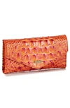 Brahmin Veronica Melbourne Croc Embossed Leather Envelope Wallet In Dusty Orange Melbourne