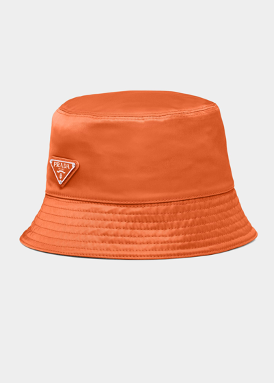 Prada Recycled Nylon Bucket Hat In Orange