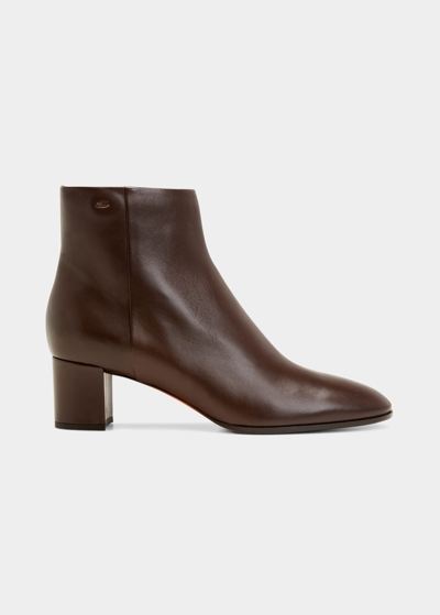 Santoni Halfrida Napa Zip Ankle Booties In Dark Brown