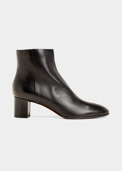 Santoni Halfrida Napa Zip Ankle Booties In Black