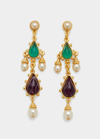 Ben-amun Gold Stone And Pearly Earrings In Multi
