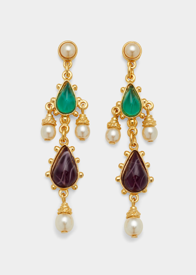 Ben-amun Gold Stone And Pearly Earrings In Multi