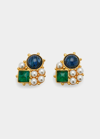 Ben-amun Gold Stone And Pearly Cluster Earrings In Multi