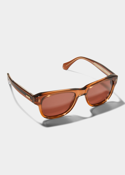 Cartier Men's Logo Plaqué Square Sunglasses In 04m Brown