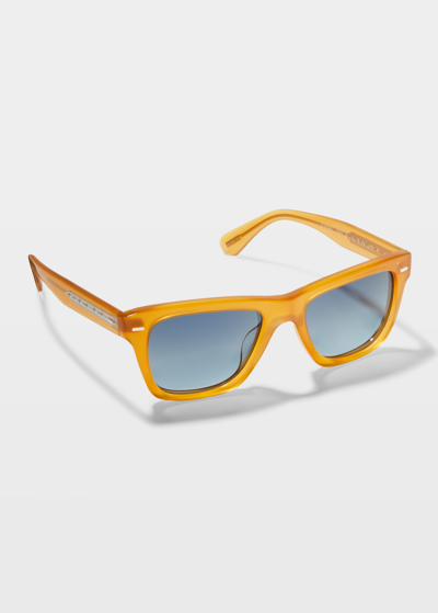 Brunello Cucinelli Men's Oliver Sun 51 Polarized Lens Square Sunglasses In Amber