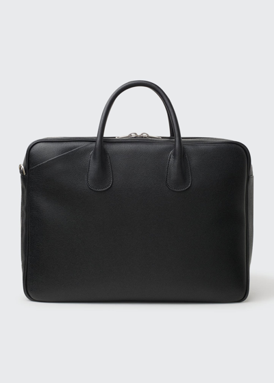 VALEXTRA MEN'S MY LOGO PEBBLE LEATHER BRIEFCASE