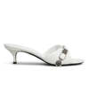 Balenciaga Cagole Lambskin Buckle Slide Sandals In 9081 White