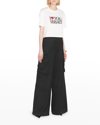Versace Tailored Wide-leg Pants Front Pleats In Black