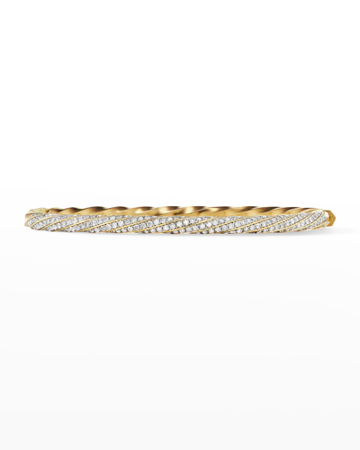 David Yurman Cable Edge Bracelet In Recycled 18k Gold With Full Pave Diamonds In Yellow Gold
