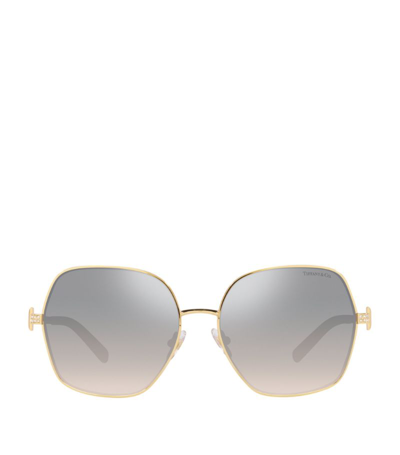 Tiffany & Co Crystal-embellished Hexagon Sunglasses In Gold