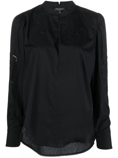 Rag & Bone Jade Embroidered Cotton Blouse In Nocolor