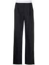 Alexander Wang Logo-waistband Straight-leg Trousers In Blue