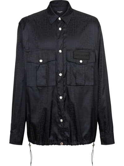 BALMAIN MONOGRAM BUTTON-UP OVER SHIRT