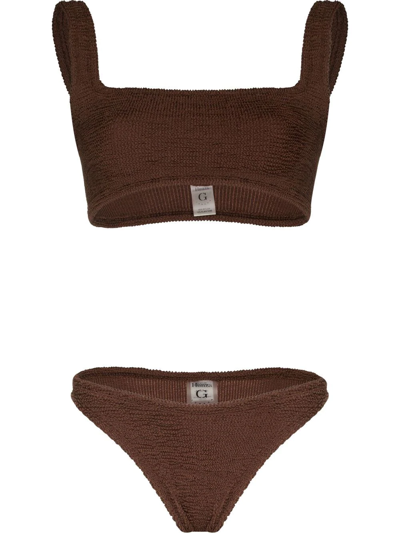 Hunza G Xandra Crinkled Bikini In Brown