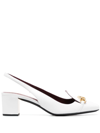 Valentino White Vlogo Chain 50 Leather Slingback Pumps In White