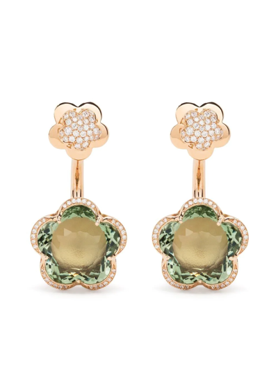 Pasquale Bruni 18kt Rose Gold Ton Joli Prasiolite And Diamond Earrings In Pink