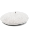 Brunello Cucinelli White Monili-embellished Beret Hat In Grey