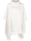 Fabiana Filippi Fringed High-neck Poncho In White