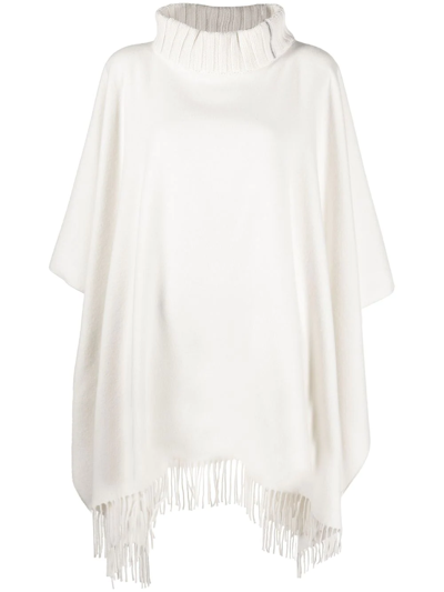 Fabiana Filippi Fringed High-neck Poncho In White