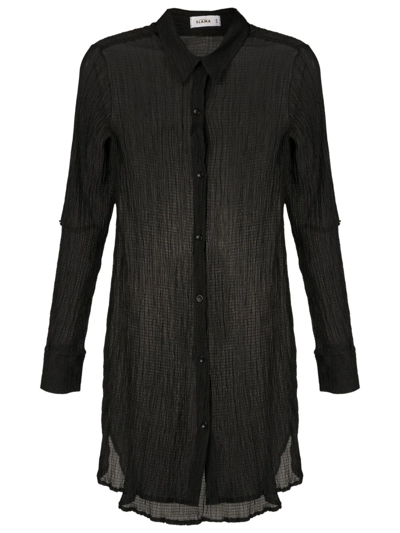 Amir Slama Crinkle-finish Shirt Dress In Black