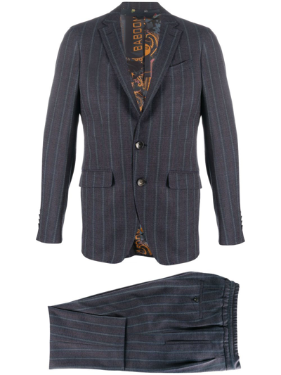 Etro Pinstripe-pattern Single Breasted Suit In Blau