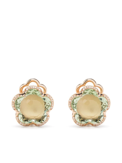 Pasquale Bruni 18kt Rose Gold Bon Ton Diamond And Prasiolite Earrings In Pink