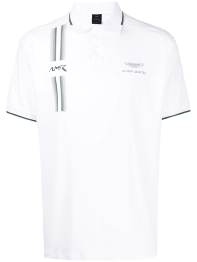 Hackett Stripe-trimmed Polo Shirt In Weiss