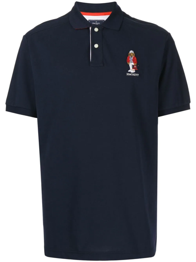 Hackett Embroidered-logo Polo Shirt In Schwarz