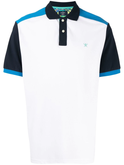 Hackett Colour-block Polo Shirt In Weiss