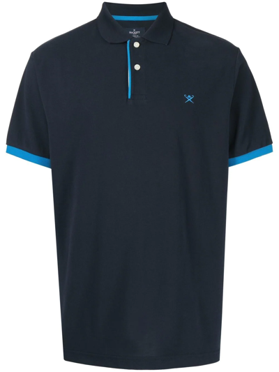 Hackett Contrast-trimmed Polo Shirt In Blau