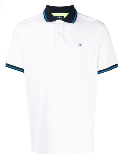 Hackett Contrast-trimmed Polo Shirt In Weiss