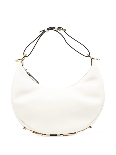 Fendi Graphy Leather Shoulder Bag In White