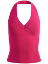 Alice And Olivia Womens Cropped Tank Halter Top In Red